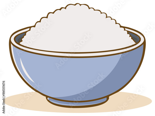Illustration of Rice in a Bowl, Asian Cuisine, Food and Culinary Concept