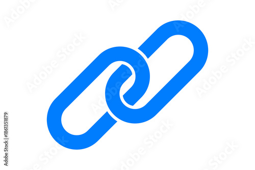 Blue chain link icon on white background isolated on transparent background