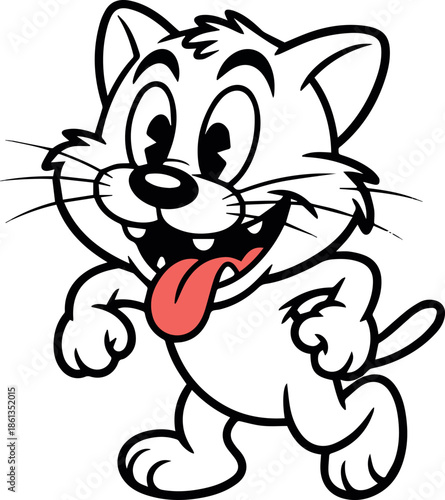 Need A Vintage Toons, 30s style vintage cartoon character crazy cat smiling with tongue out no Background