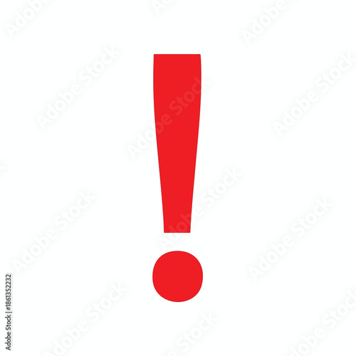A single, red exclamation mark on a white background, signaling attention