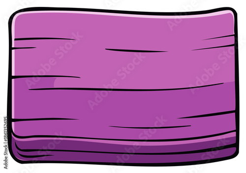 Stylized cartoon illustration of a neatly folded purple fabric towel or cozy blanket