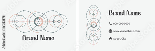 Modern abstract business card with geometric intersecting circles and lines