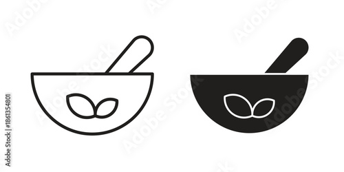 Herbal medicine icons collection. Thin linear and black flat icons