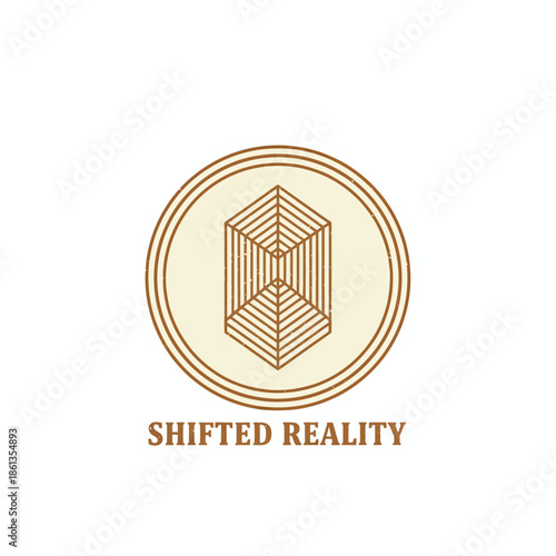 Abstract Shifted Reality Geometric Illusion Hexagon Logo