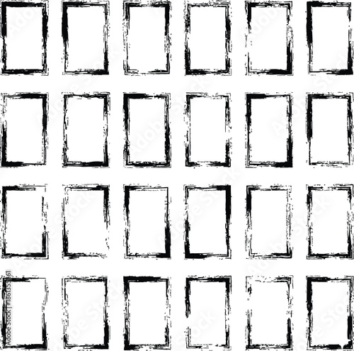 Grunge frame collecton, grunge frames for photo collage, grounge border set, rough black rectangular frame with textured distressed torn paper edges, vintage photo. Isolated vector set