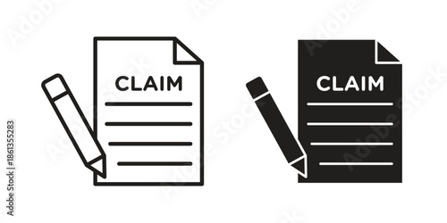 Insurance Claim icons collection. Thin linear and black flat icons