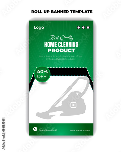 Modern Home Cleaning Product Promotional Roll Up Banner Template