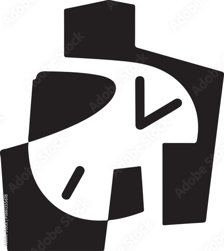 Simple black and white clock face illustration