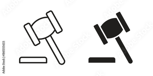 Law icons collection. Thin linear and black flat icons