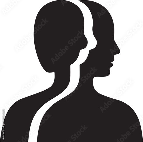 Silhouette of two people facing same direction