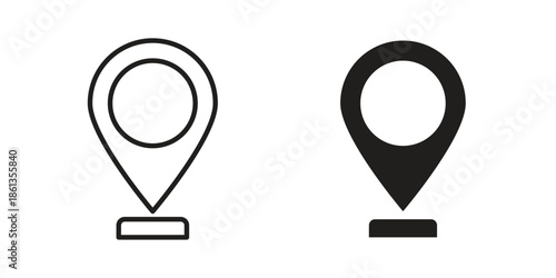 Location icons collection. Thin linear and black flat icons