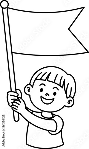 illustration of flag bearer vector outline
