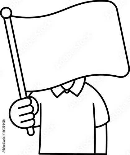 illustration of flag bearer vector outline