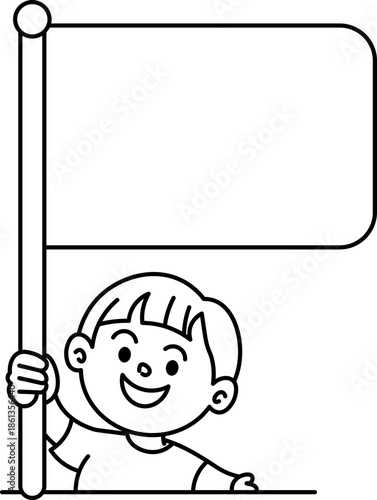 illustration of flag bearer vector outline