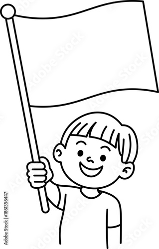 illustration of flag bearer vector outline