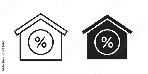 Mortgage icons collection. Thin linear and black flat icons