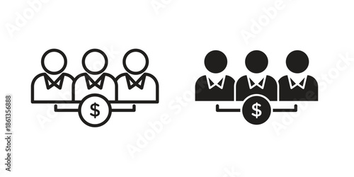 Mutual funds icons collection. Thin linear and black flat icons