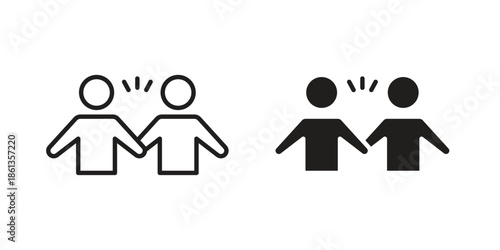 Partnership icons collection. Thin linear and black flat icons