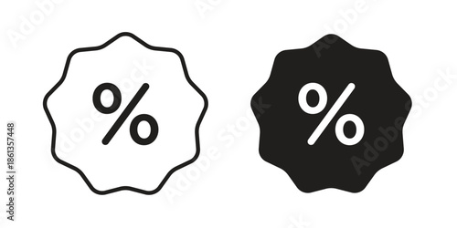 Percentage icons collection. Thin linear and black flat icons