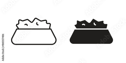 Pet food icons collection. Thin linear and black flat icons