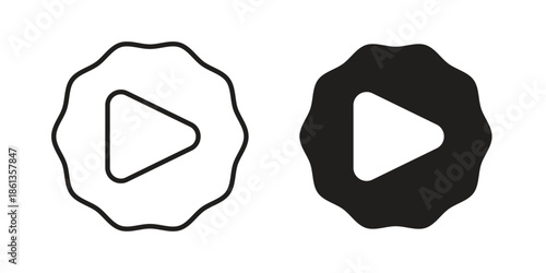 Play icons collection. Thin linear and black flat icons