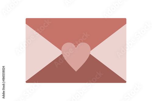 Envelope with heart with peach color shades vector illustration. 