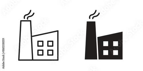 Pollution icons collection. Thin linear and black flat icons