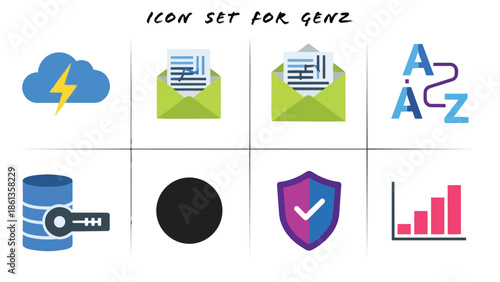 Gen Z Digital Icons Set for Work, Marketing, Social Media, and Communication Management 23.