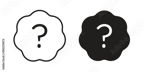 Question mark icons collection. Thin linear and black flat icons