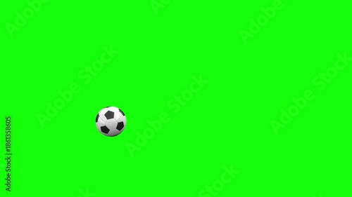 Сlassic soccer ball bouncing toward the camera against a green background. Animated transitions during a soccer kick. Video set.