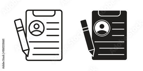 Register icons collection. Thin linear and black flat icons