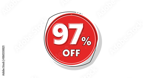 Dramatic 97% off promotion sticker for extreme sales and incredible savings events