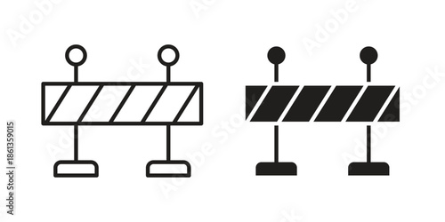 Roadblock icons collection. Thin linear and black flat icons