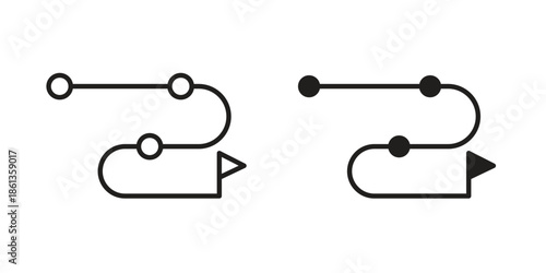 Roadmap icons collection. Thin linear and black flat icons