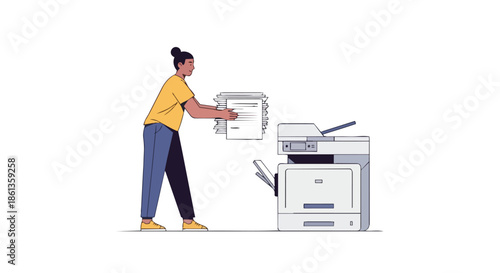Professional managing document replication tasks with a modern office multifunction printer