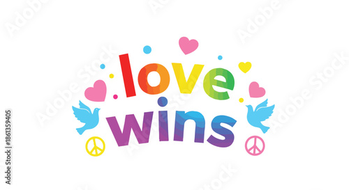 Colorful affirmation of universal affection and lasting peace through diverse vibrant symbols