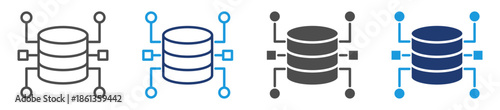 database architecture icon sheet multiple style