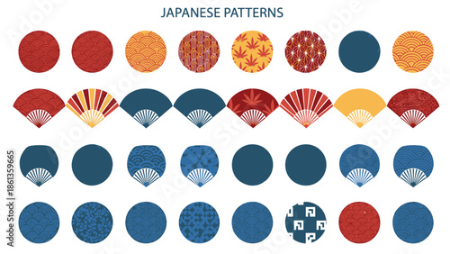 Collection of traditional Japanese patterns displayed in a grid arrangement
