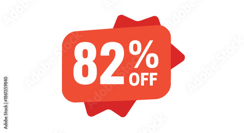 Dynamic 82% off promotion tag, ideal for showcasing significant discounts and incredible savings on various products or services across all digital