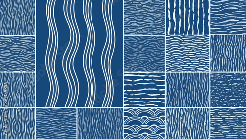 Collage of various water surface patterns viewed from above in a grid layout