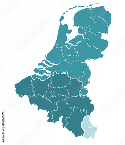 Картината върху платно Map of Benelux countries
