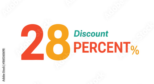 Vibrant twenty-eight percent discount offer graphic for retail promotions and sales campaigns