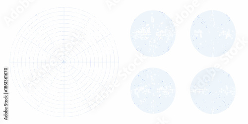 Abstract geometric design featuring circles ellipses and radial patterns in pale blue