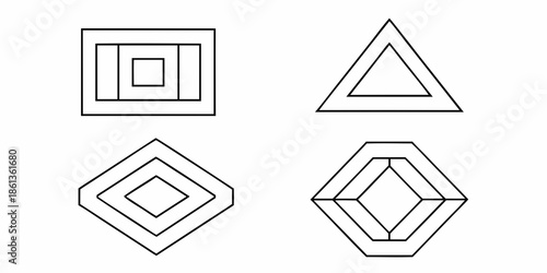 Simple geometric shapes illustration squares triangles diamonds and hexagons