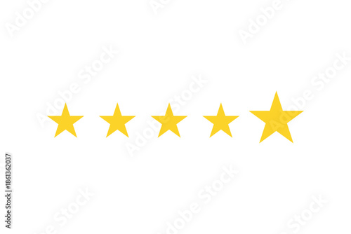 5 Star Rating Feedback , Gold stars review icon set for customer satisfaction, testimonials, quality score, ecommerce product rating and service evaluation on transparent background