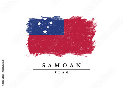 Free Download Grunge Style Samoan Flag with Red Blue White Colors and Southern Cross Stars on White Background for National Identity and Patriotic Design - GFXLoad