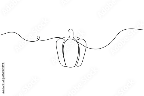 Minimalist one line art bell pepper vegetable outline illustration
