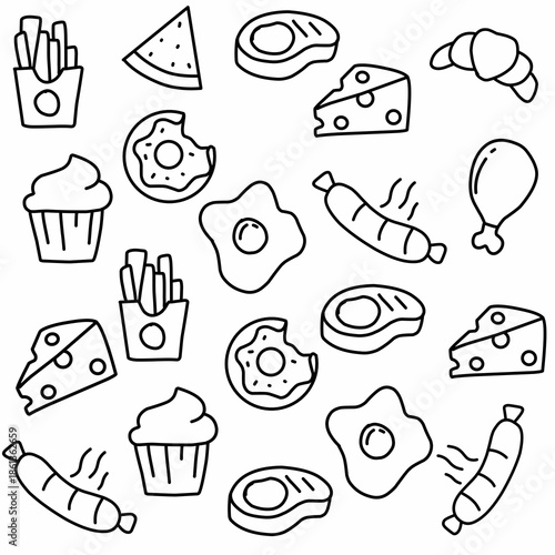 Fast food flat icon set