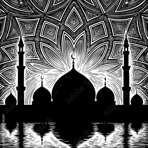 Minimal Peaceful Ramadan Atmosphere Abstract Graphic