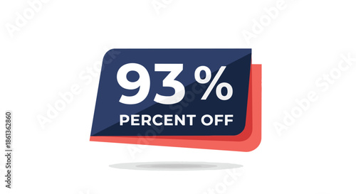A dynamic ninety-three percent discount sticker, vividly presented with a contemporary design, signifying substantial promotional savings for